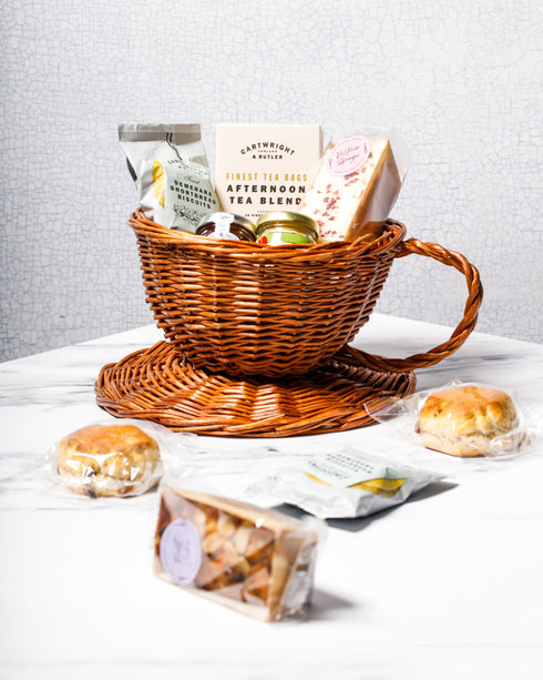 Afternoon Tea Hamper for Two with Wicker Tea Cup & Saucer