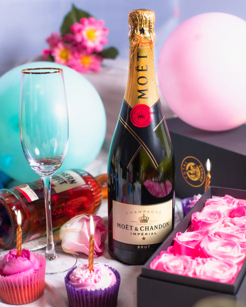 Moet & Chandon Champagne 75cl with Belgian Chocolates, Drinks Biscuits & Olly's Olives Wicker Gift Box