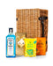 Bombay Sapphire 70cl with Belgian Chocolates, Drinks Biscuits & Olly's Olives Wicker Gift Box