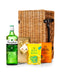 Gordon's Gin 70cl with Belgian Chocolates, Drinks Biscuits & Olly's Olives Wicker Gift Box