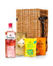 Gordon's Pink Gin 70cl with Belgian Chocolates, Drinks Biscuits & Olly's Olives Wicker Gift Box