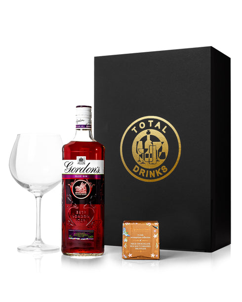 Gordon's Sloe Gin 70cl & Chocolate Truffle Gift Box with Glass