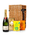 Moet & Chandon Champagne 75cl with Belgian Chocolates, Drinks Biscuits & Olly's Olives Wicker Gift Box