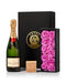 Moet Champagne & Chocolate Truffles with Purple Eternity Roses Gift Set