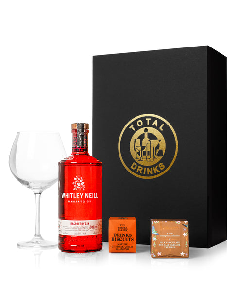Whitley Neill Gin 70cl Chocolate Truffle and Drinks Biscuits Gift Box with Glass