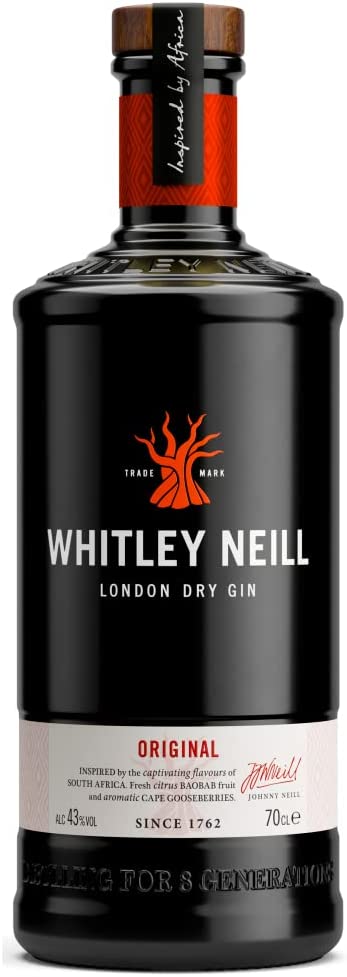 Whitley Neill Gin 70cl Chocolate Truffle and Drinks Biscuits Gift Box with Glass