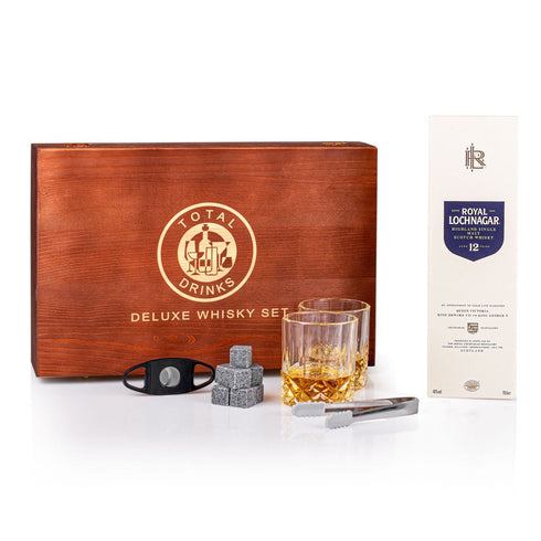 Royal Lochnagar Aged 12 Years Whisky Wooden Gift Box with Accessories