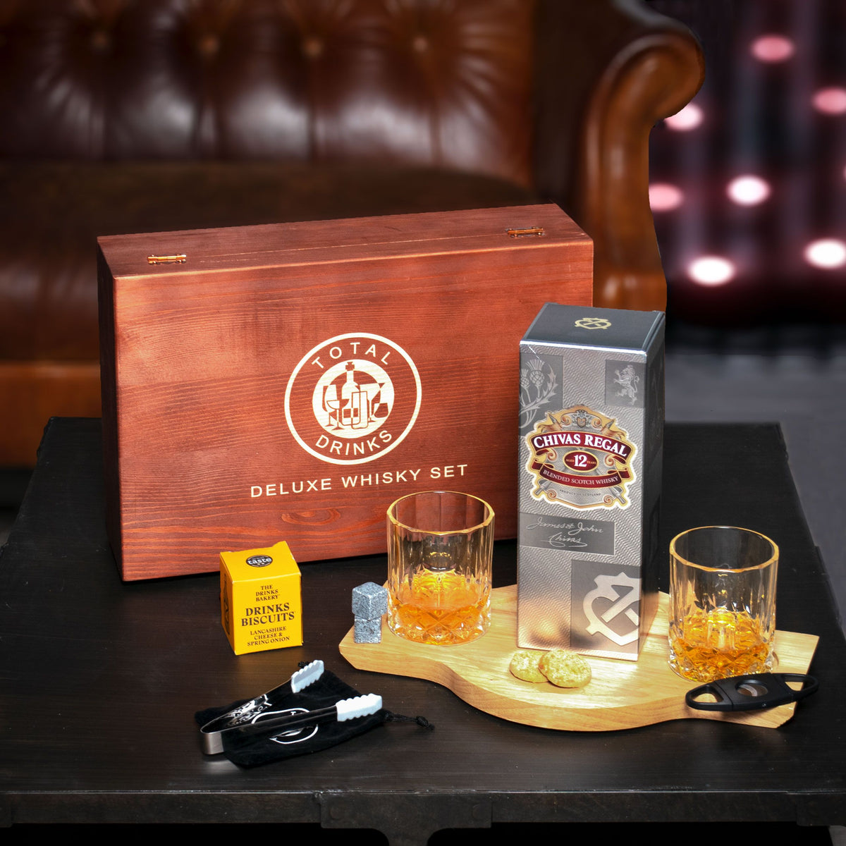 Chivas Regal 12 Year Old Whisky Gift Box with Accessories and Savoury ...